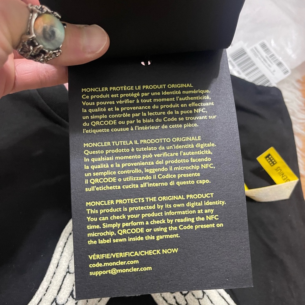 NWT Men’s Size Small Moncler X Palm Angels Wing Logo Tee 100% Cotton In Black - Picture 13 of 17